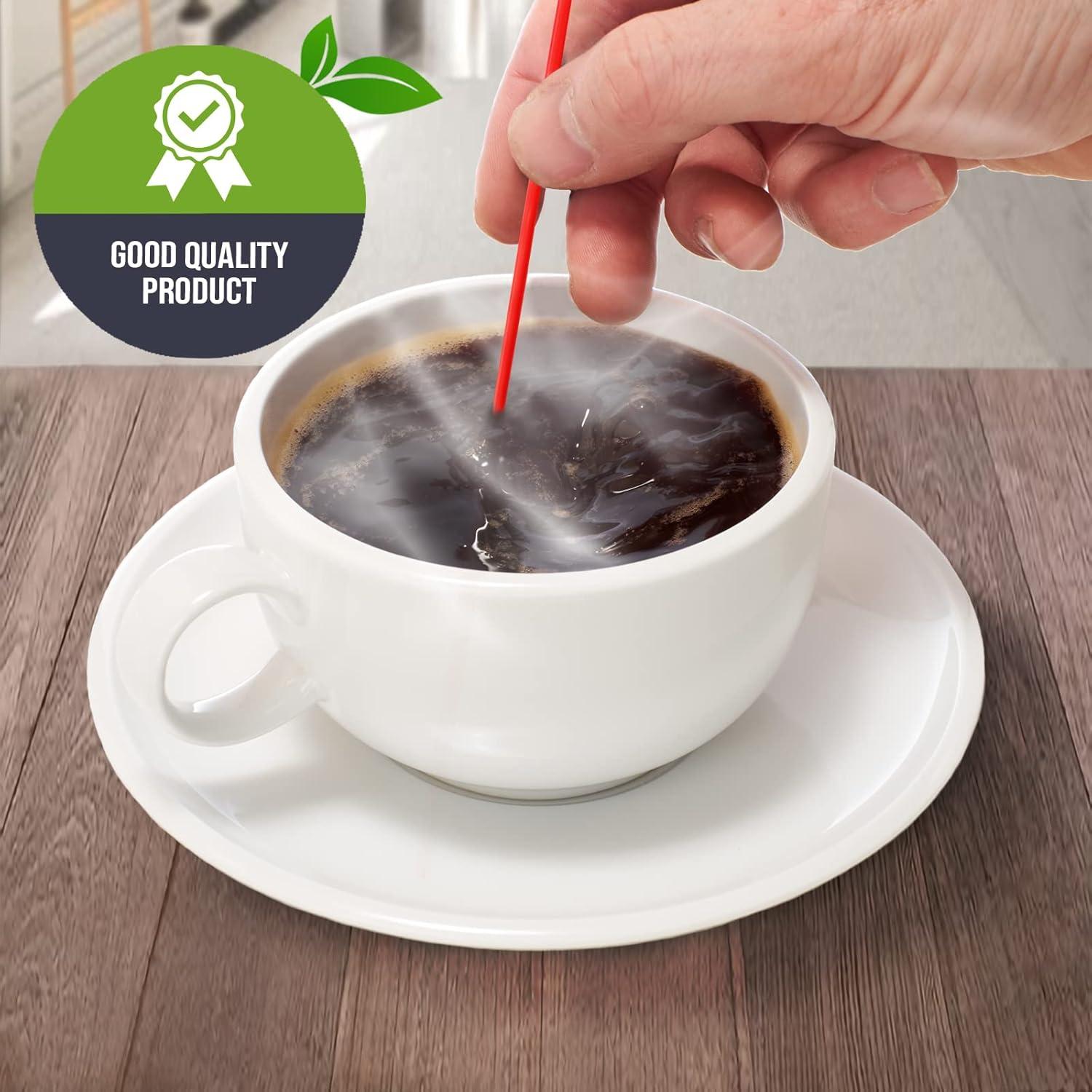 image:imagePAMI 1000 Disposable Plastic Cocktail Straws Stir Sticks Coffee Stirrers for Hot amp Cold Drinks Ideal for Bars and Home Black 7Red
