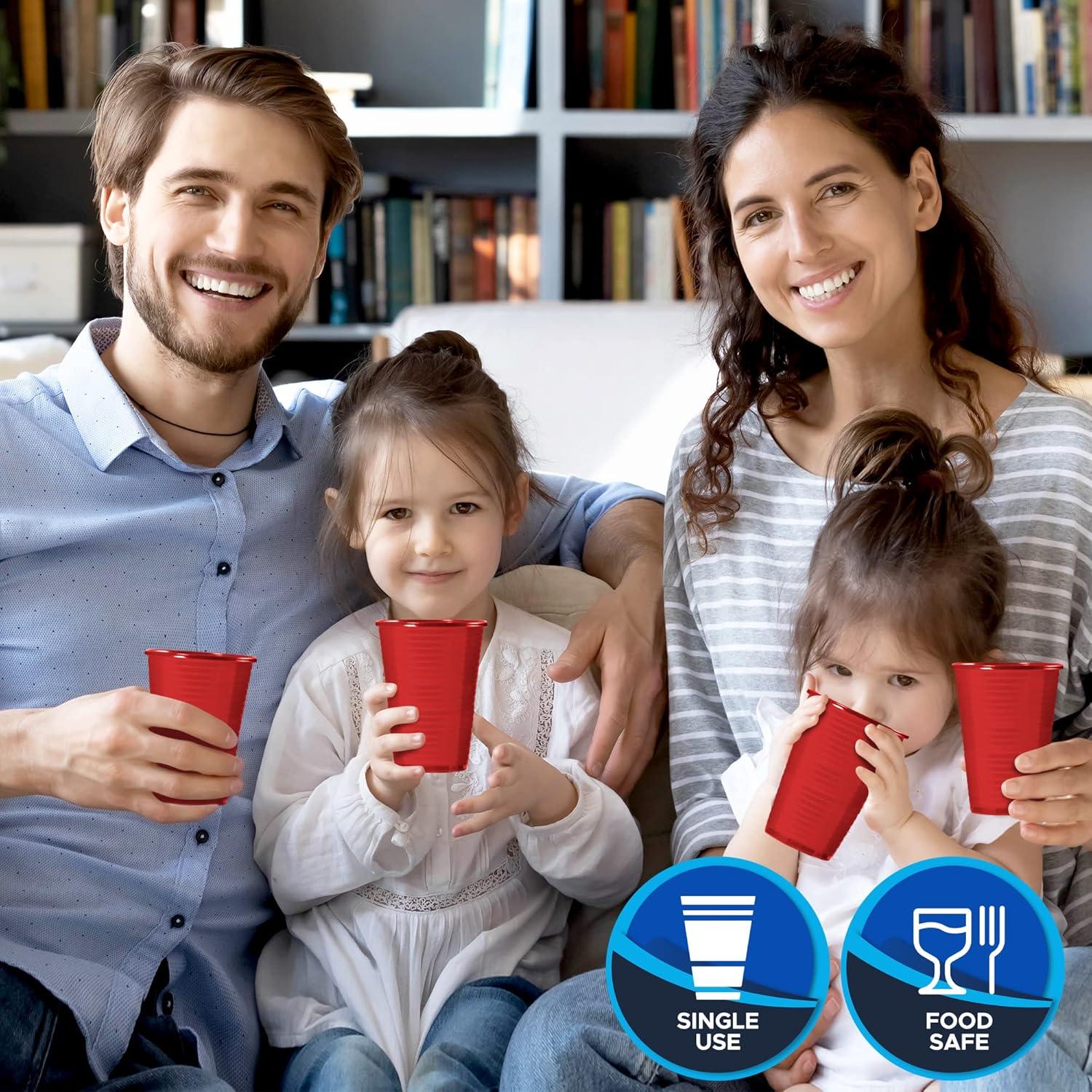 image:imagePAMI 100Pack 7oz Yellow Disposable Cups Plastic Cups for Parties BpaFree Ideal for Cold DrinksRed