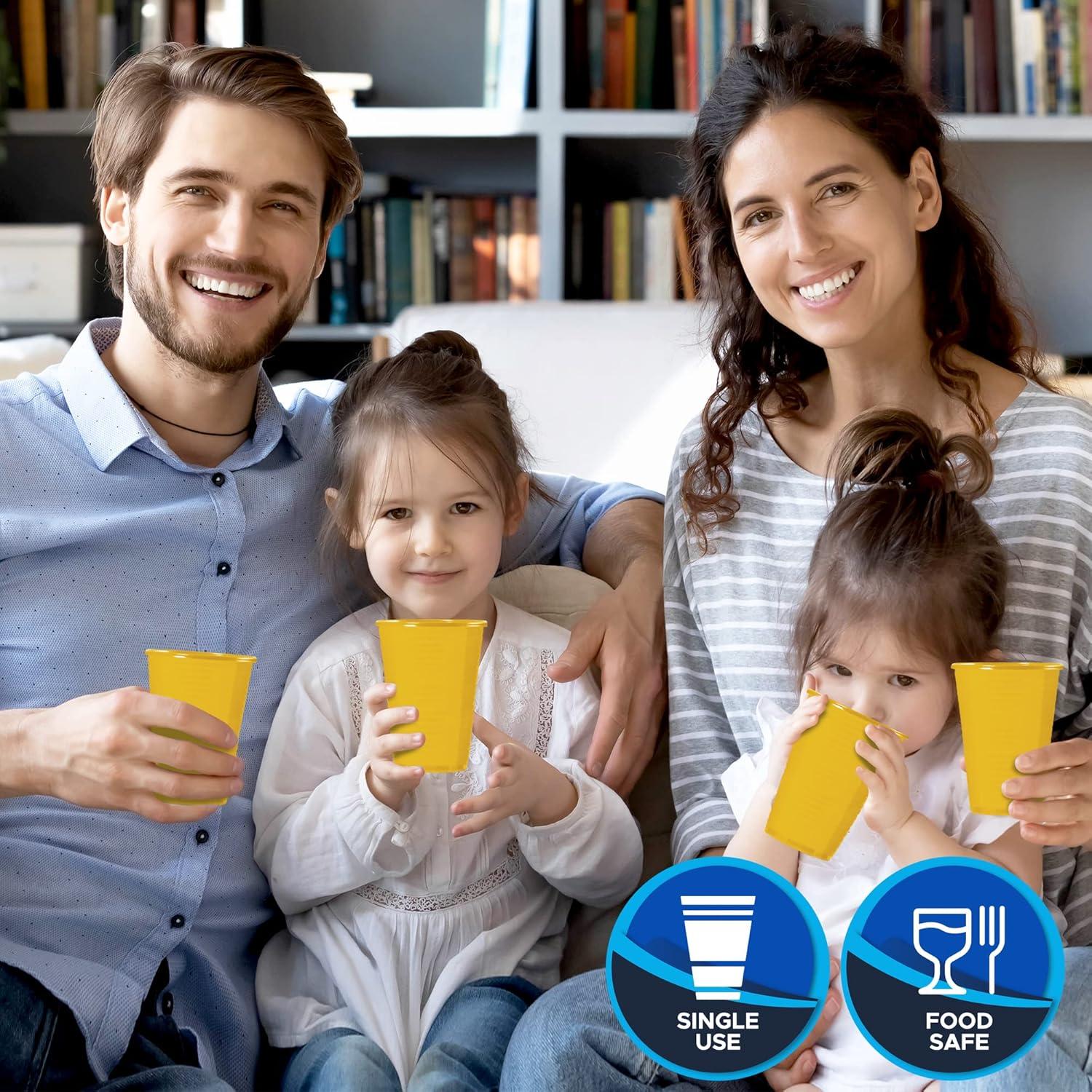image:imagePAMI 100Pack 7oz Yellow Disposable Cups Plastic Cups for Parties BpaFree Ideal for Cold DrinksYellow