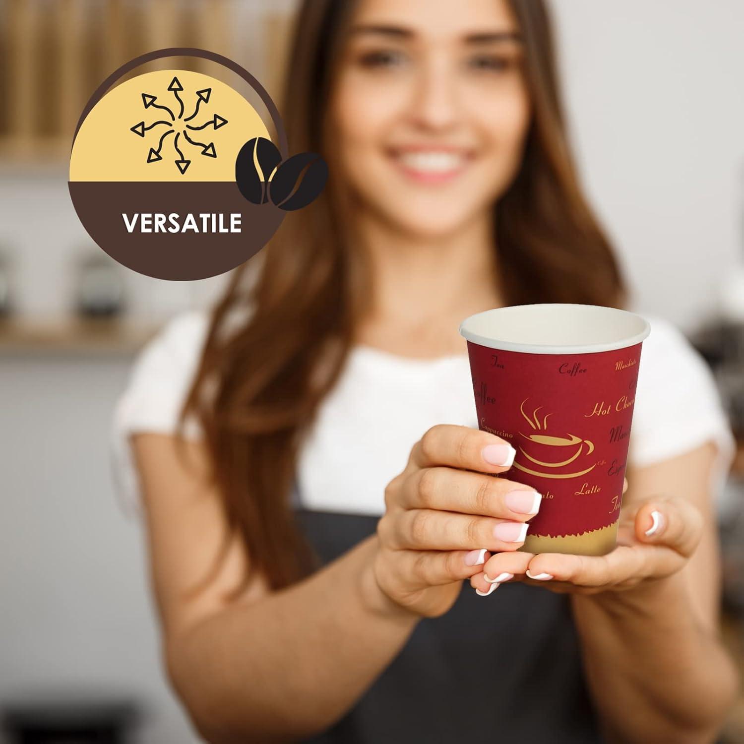 image:imagePAMI Disposable Coffee Cups SingleUse Paper Cups ToGo Hot Beverage Cups for Espresso Coffee Tea Hot Chocolate Leak Resistant Cafe amp Home Use 50 12oz12oz