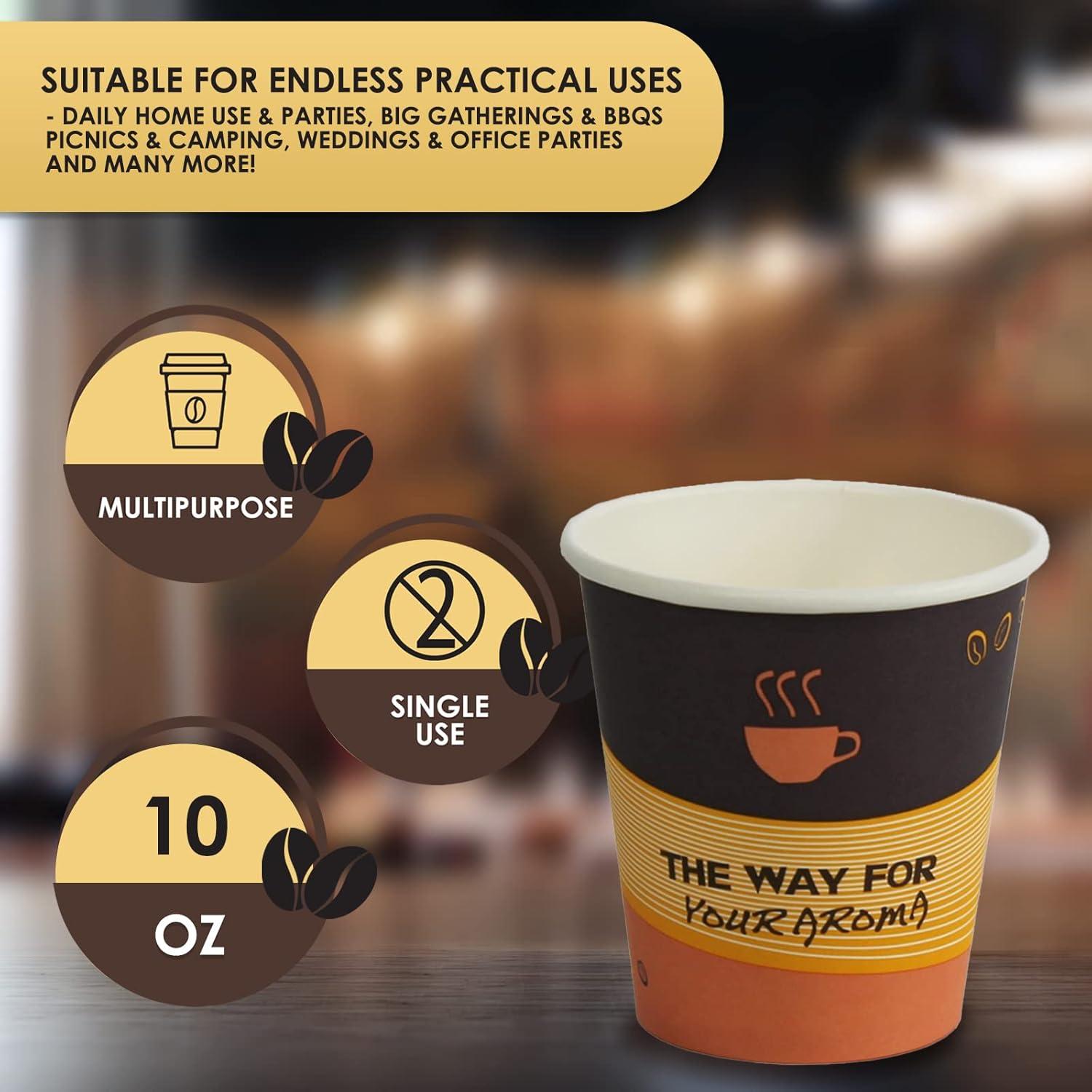 image:imagePAMI Disposable Coffee Cups SingleUse Paper Cups ToGo Hot Beverage Cups for Espresso Coffee Tea Hot Chocolate Leak Resistant Cafe amp Home Use 50 12oz10oz