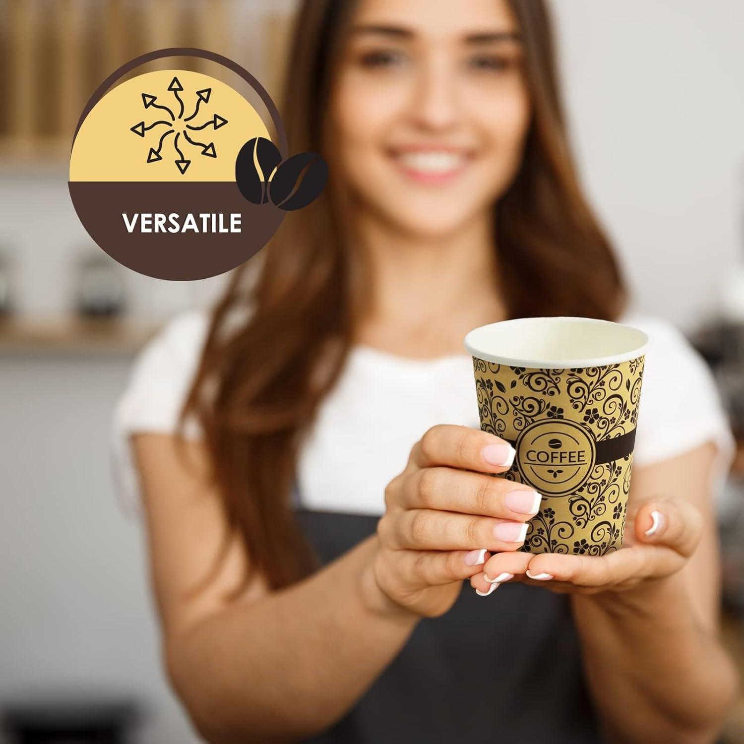 image:imagePAMI Disposable Coffee Cups SingleUse Paper Cups ToGo Hot Beverage Cups for Espresso Coffee Tea Hot Chocolate Leak Resistant Cafe amp Home Use 50 12oz8oz
