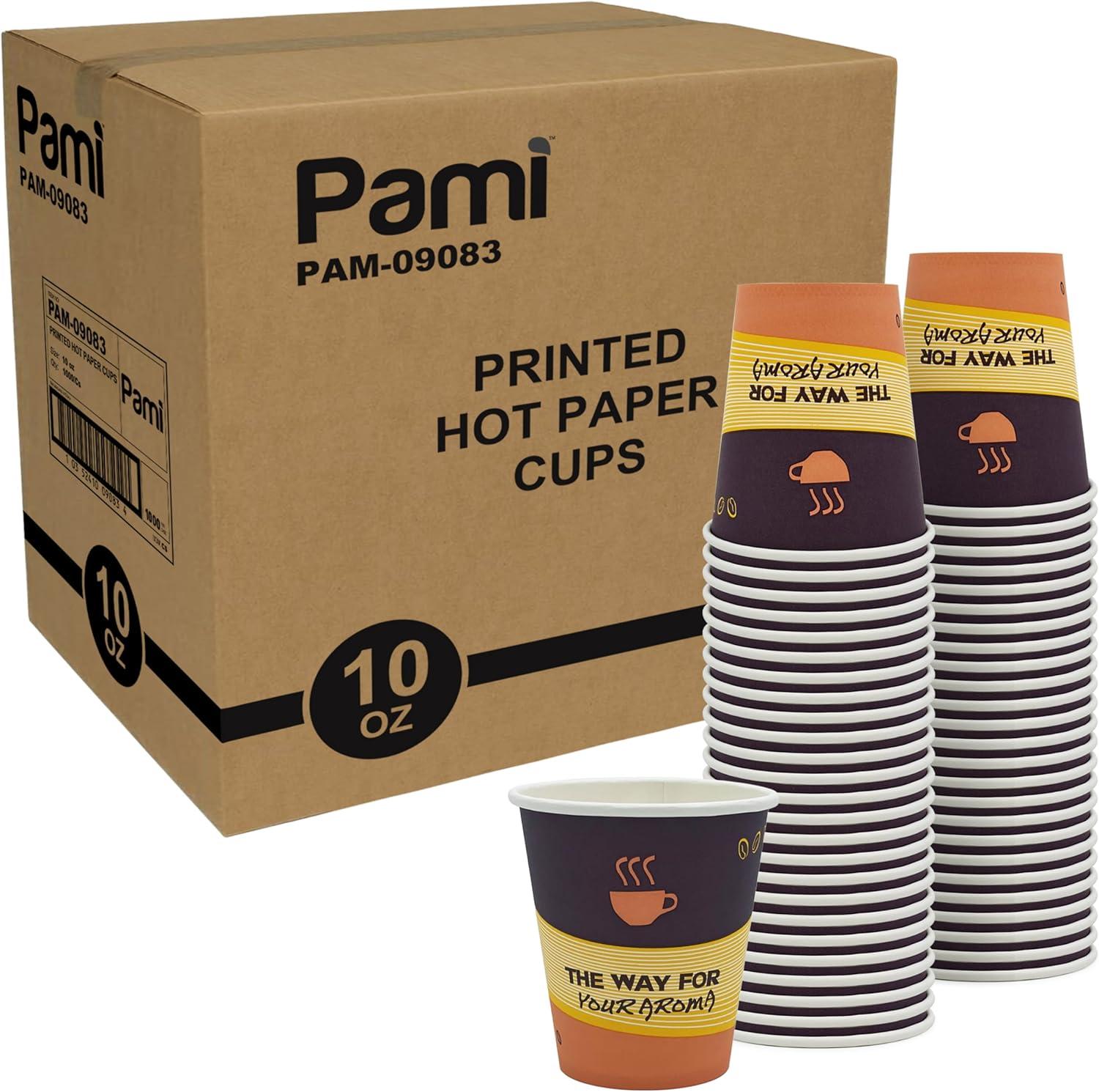 image:imagePAMI Disposable Coffee Cups SingleUse Paper Cups ToGo Hot Beverage Cups for Espresso Coffee Tea Hot Chocolate Leak Resistant Cafe amp Home Use 50 12oz10oz