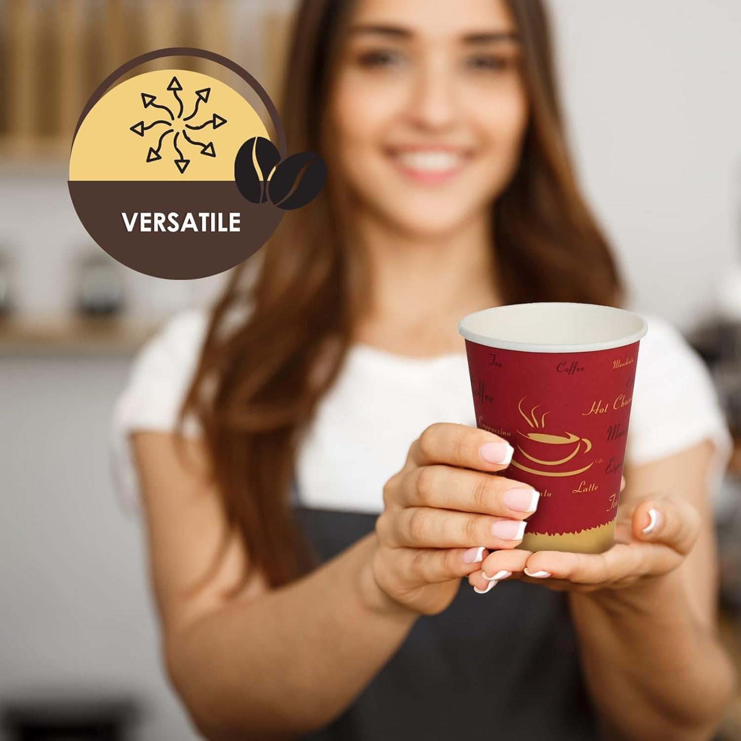 image:imagePAMI Disposable Coffee Cups SingleUse Paper Cups ToGo Hot Beverage Cups for Espresso Coffee Tea Hot Chocolate Leak Resistant Cafe amp Home Use 50 12oz12oz