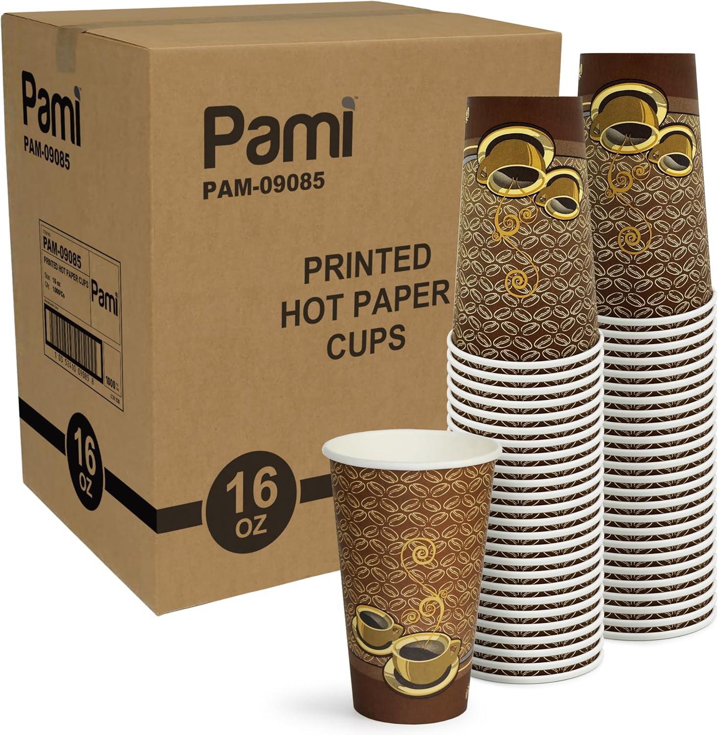 image:imagePAMI Disposable Coffee Cups SingleUse Paper Cups ToGo Hot Beverage Cups for Espresso Coffee Tea Hot Chocolate Leak Resistant Cafe amp Home Use 50 12oz16oz