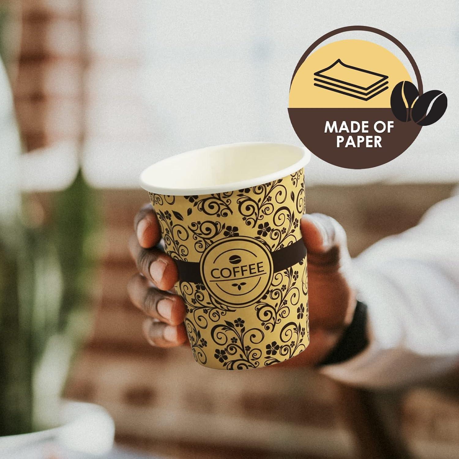 image:imagePAMI Disposable Coffee Cups SingleUse Paper Cups ToGo Hot Beverage Cups for Espresso Coffee Tea Hot Chocolate Leak Resistant Cafe amp Home Use 50 12oz8oz