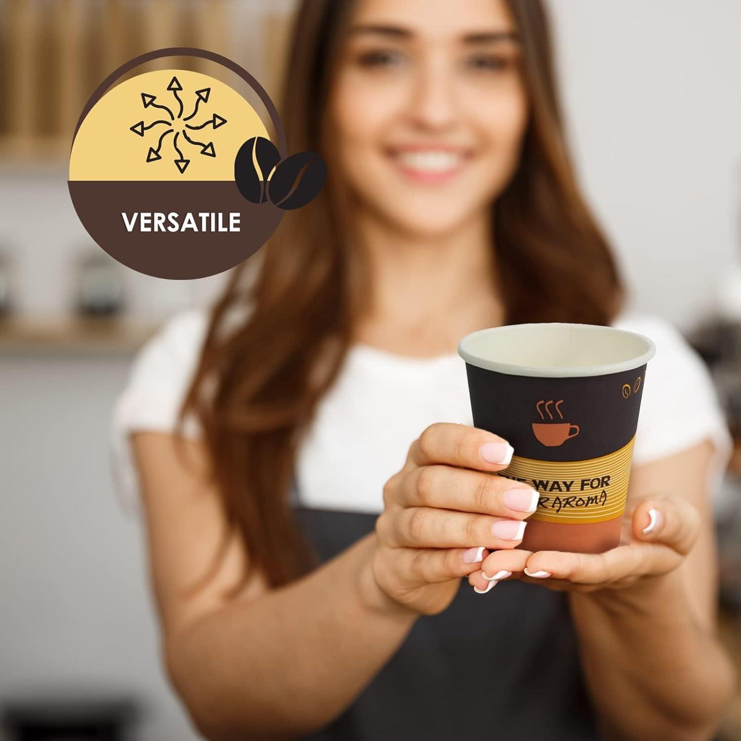 image:imagePAMI Disposable Coffee Cups SingleUse Paper Cups ToGo Hot Beverage Cups for Espresso Coffee Tea Hot Chocolate Leak Resistant Cafe amp Home Use 50 12oz10oz