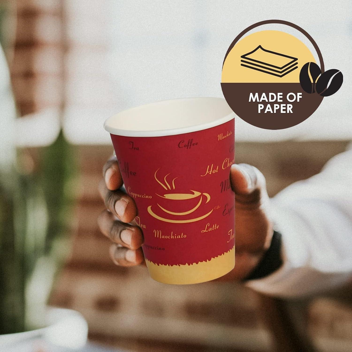 image:imagePAMI Disposable Coffee Cups SingleUse Paper Cups ToGo Hot Beverage Cups for Espresso Coffee Tea Hot Chocolate Leak Resistant Cafe amp Home Use 50 12oz12oz
