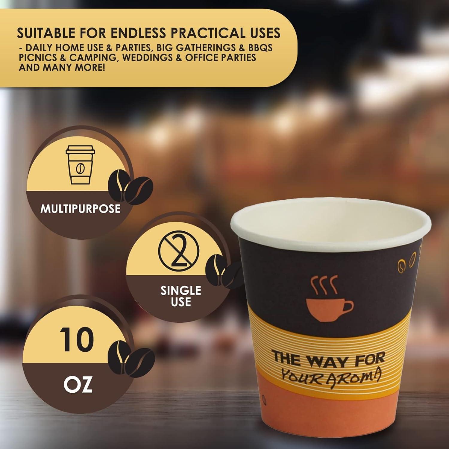 image:imagePAMI Disposable Coffee Cups SingleUse Paper Cups ToGo Hot Beverage Cups for Espresso Coffee Tea Hot Chocolate Leak Resistant Cafe amp Home Use 50 12oz10oz