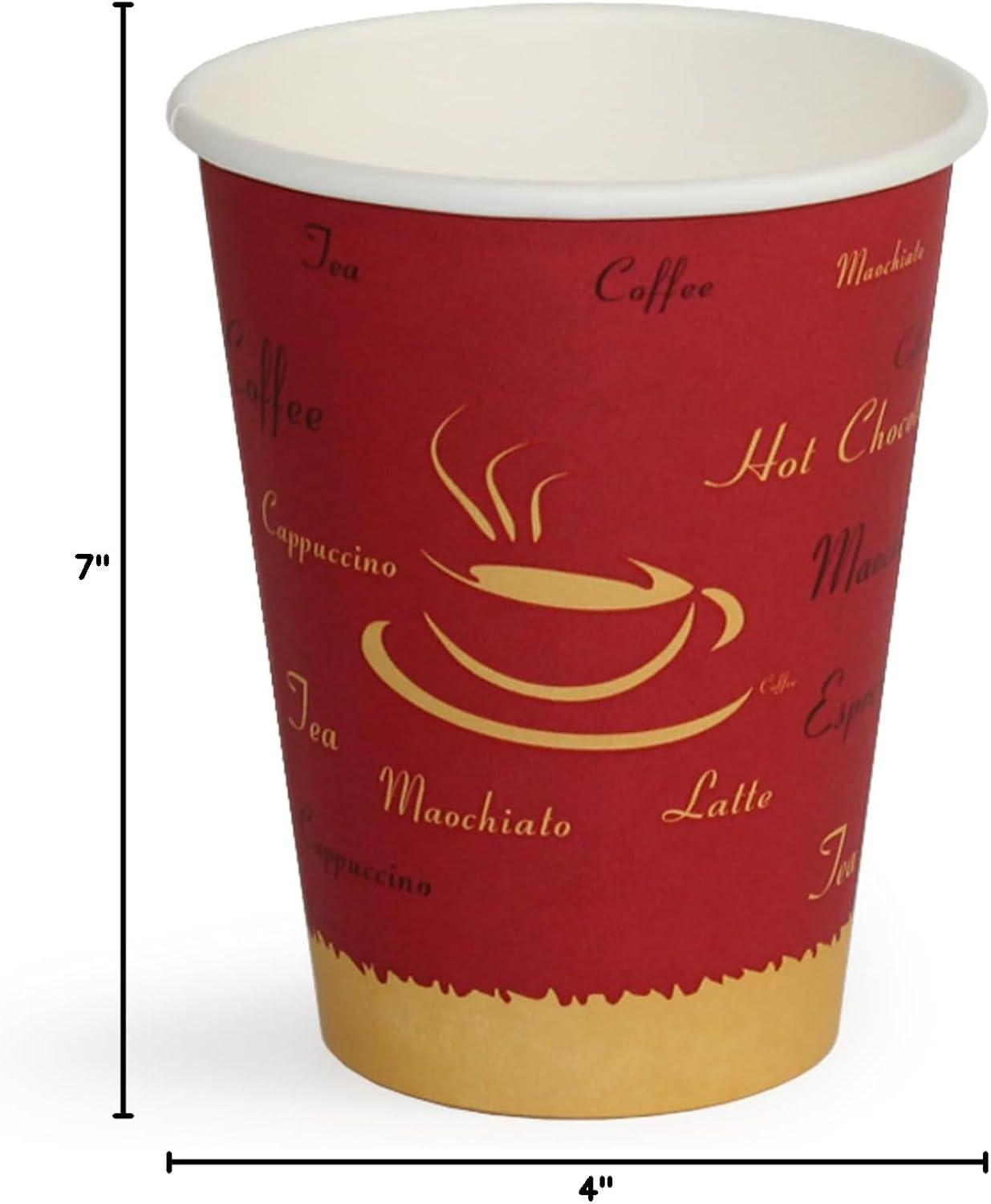 image:imagePAMI Disposable Coffee Cups SingleUse Paper Cups ToGo Hot Beverage Cups for Espresso Coffee Tea Hot Chocolate Leak Resistant Cafe amp Home Use 50 12oz12oz