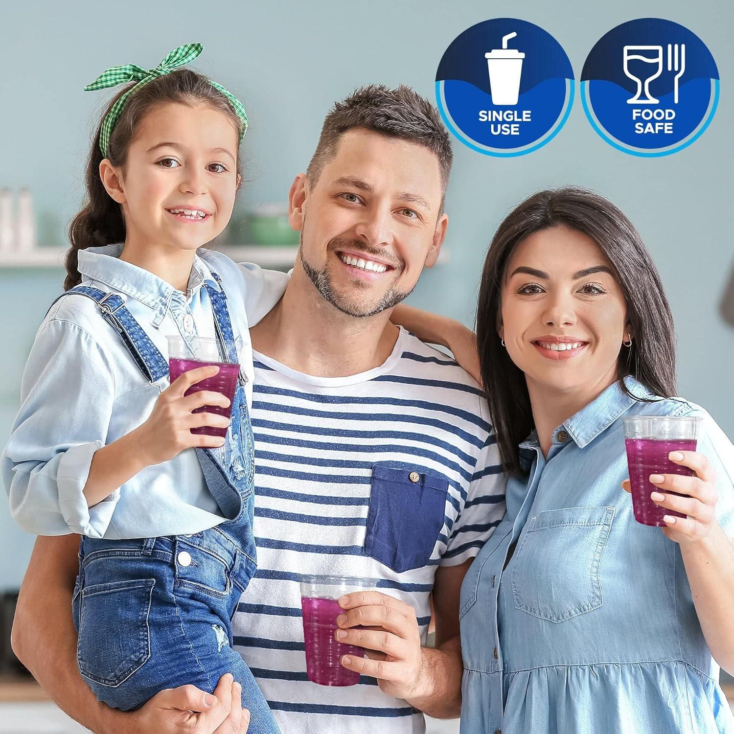 image:imagePAMI Disposable Plastic Cups Bpa Drinking Glasses for Parties Cold Drinks Smoothies Jello Cocktails 7 Oz Pack of 1005 Oz Case of 2400