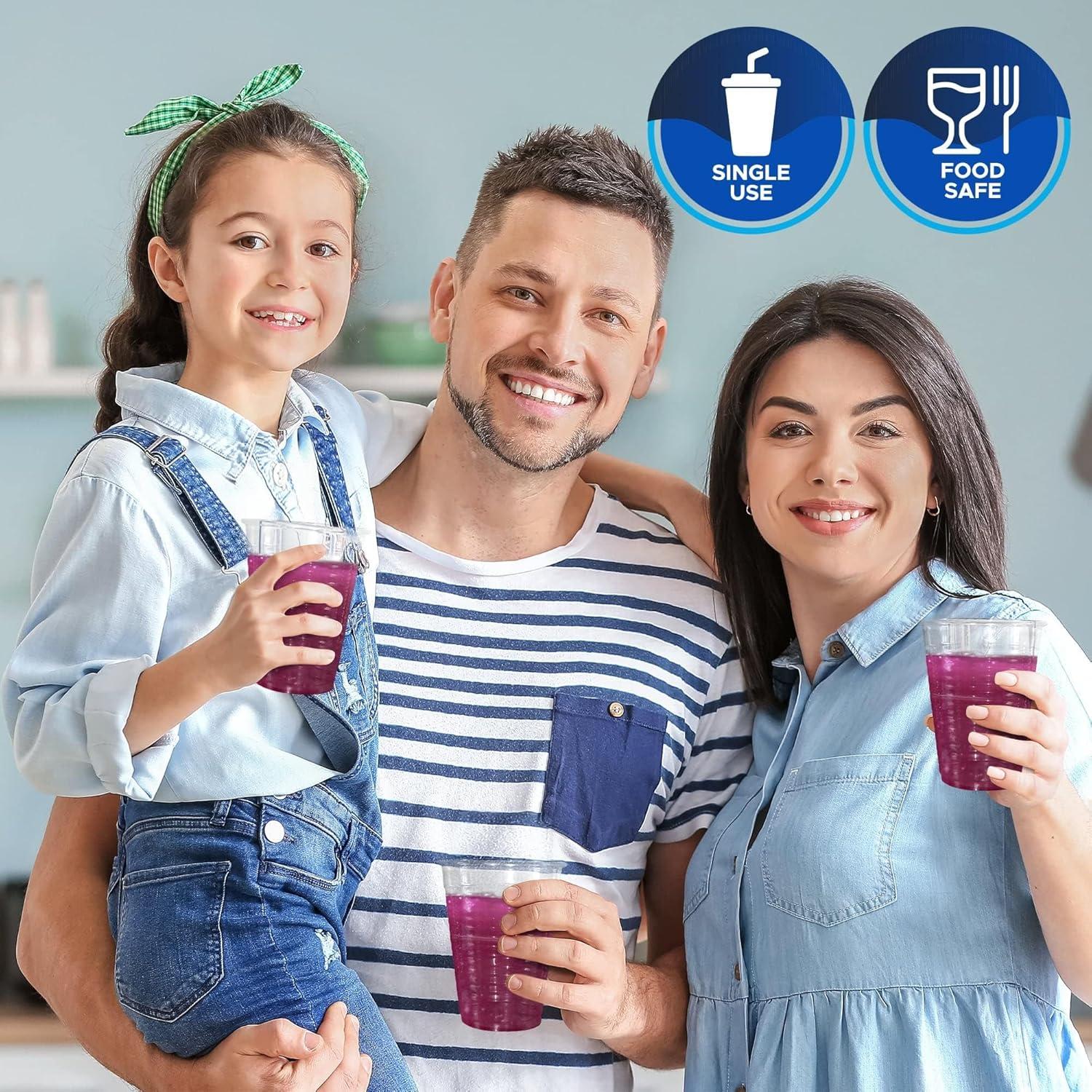 image:imagePAMI Disposable Plastic Cups Bpa Drinking Glasses for Parties Cold Drinks Smoothies Jello Cocktails 7 Oz Pack of 1007 Oz Case of 1200