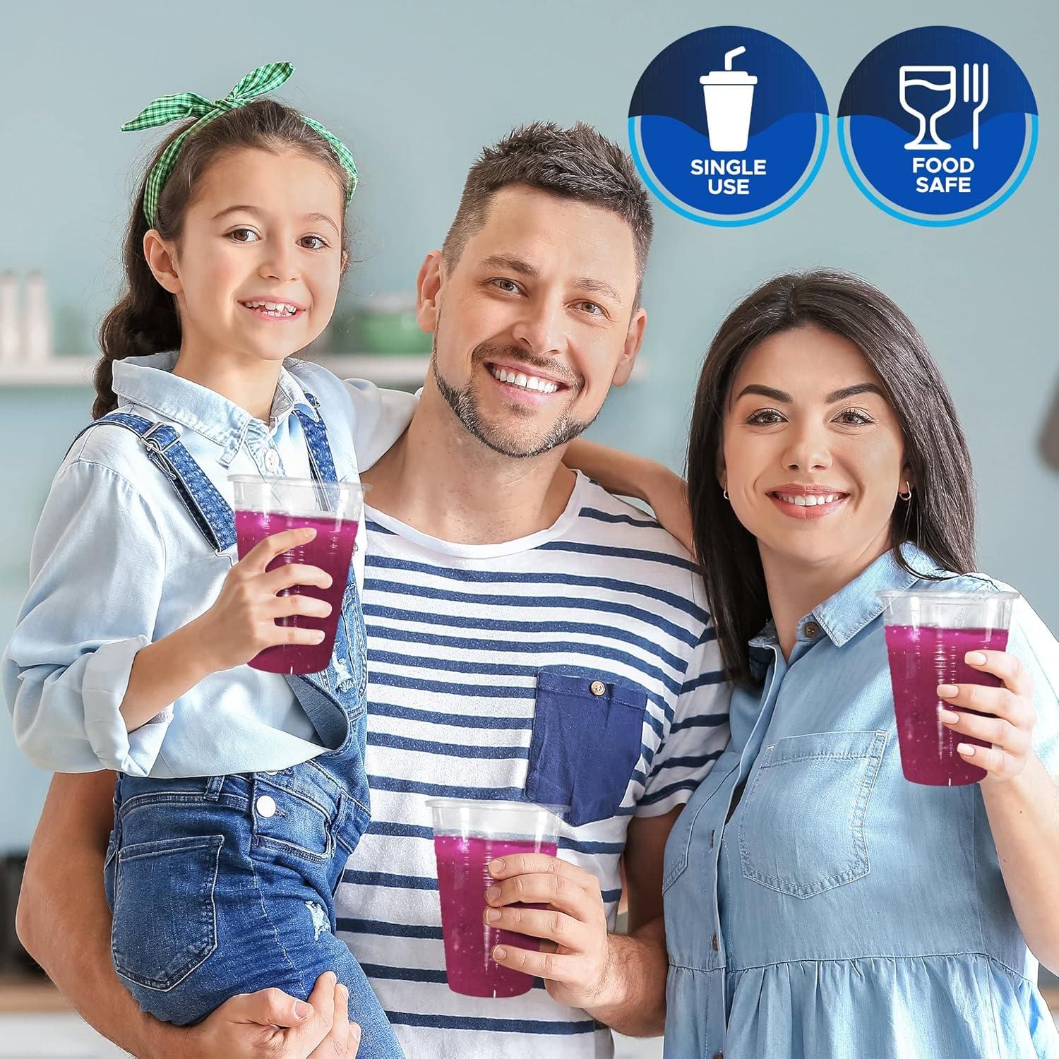 image:imagePAMI Disposable Plastic Cups Bpa Drinking Glasses for Parties Cold Drinks Smoothies Jello Cocktails 7 Oz Pack of 1009 Oz Pack of 80
