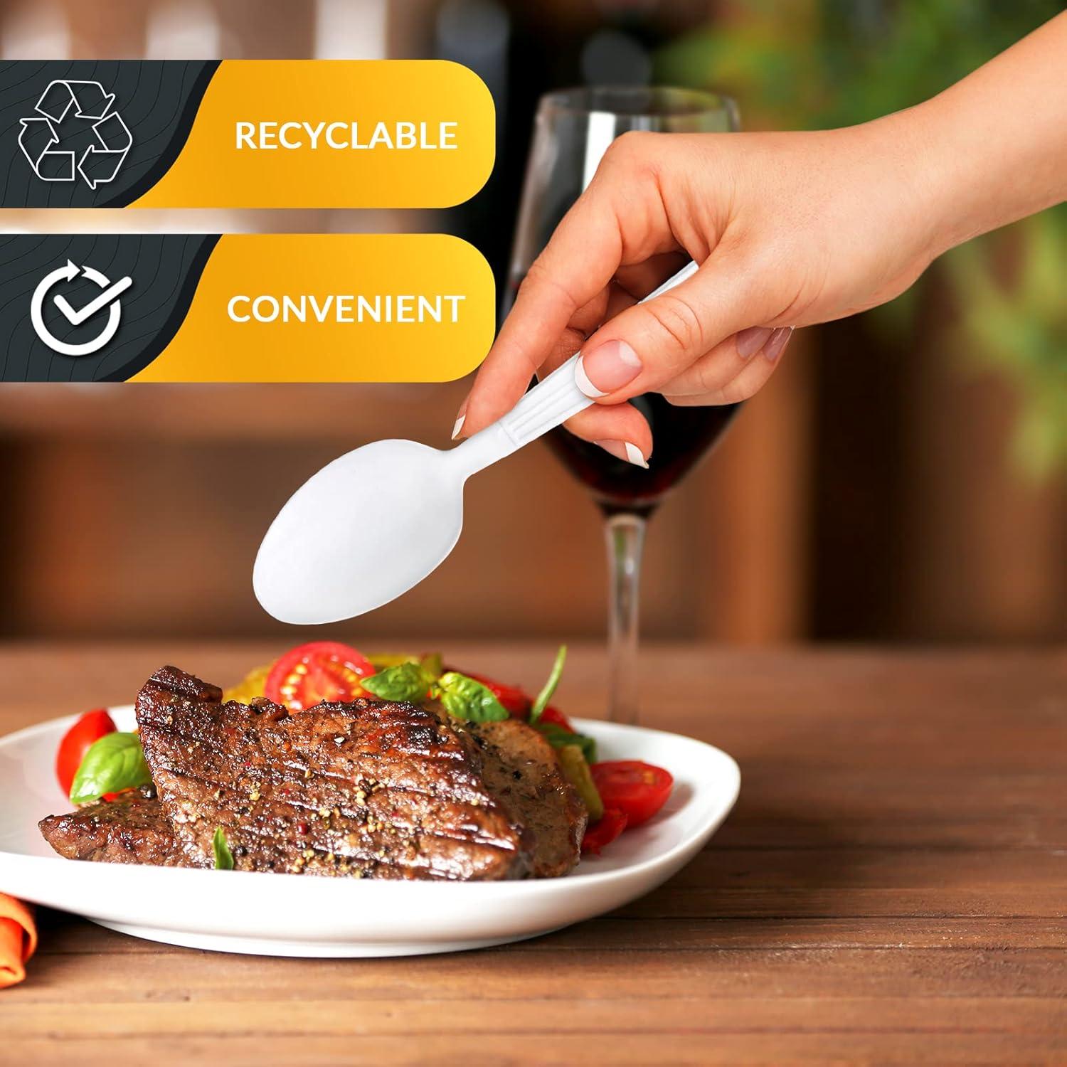 image:imagePAMI Heavy Weight Disposable Plastic Forks 200Pack Bulk King Size Deluxe White Plastic Silverware For Parties Weddings Catering Food Stands Takeaway HeavyDuty SingleUse Partyware ForksTeaspoons
