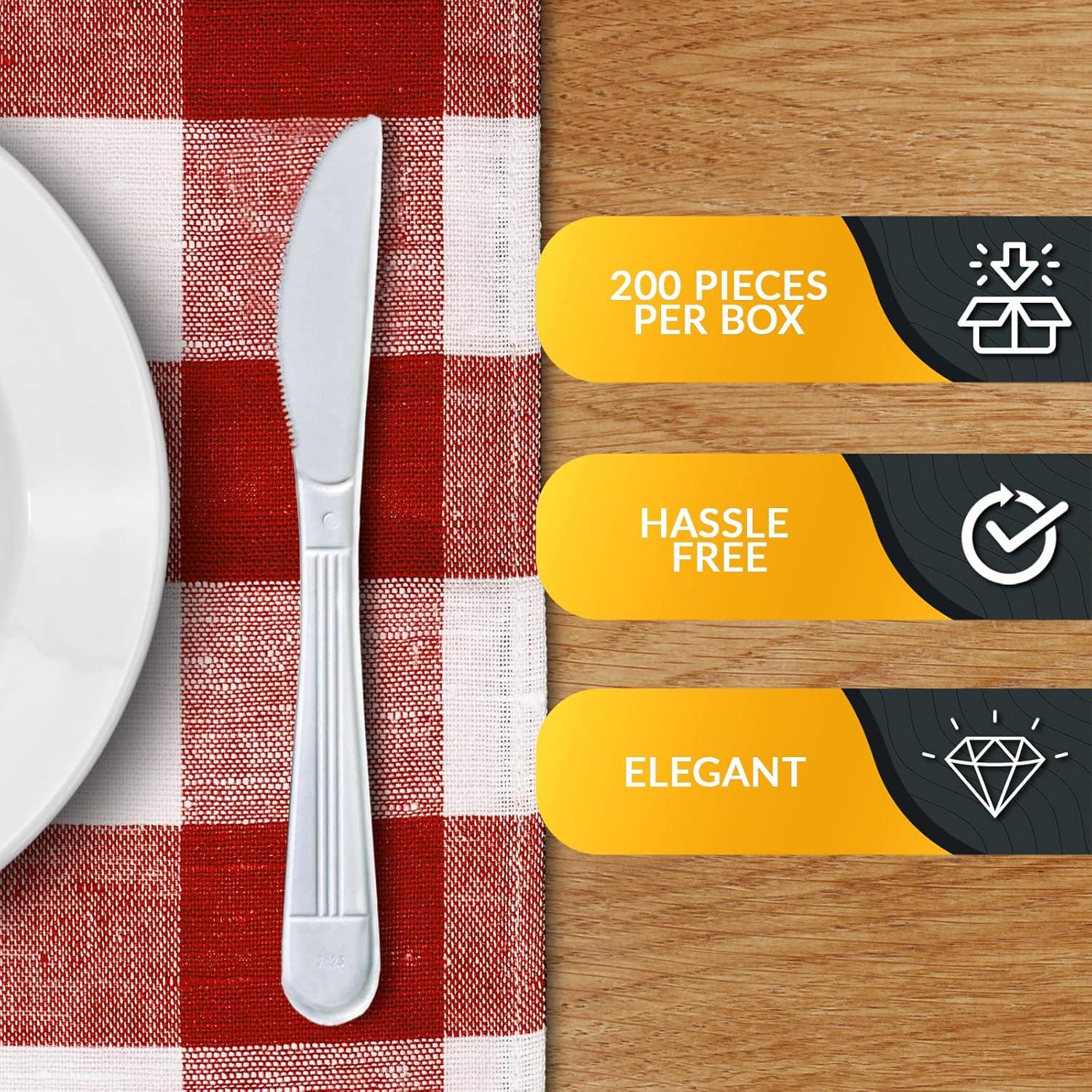 image:imagePAMI Heavy Weight Disposable Plastic Forks 200Pack Bulk King Size Deluxe White Plastic Silverware For Parties Weddings Catering Food Stands Takeaway HeavyDuty SingleUse Partyware ForksKnives
