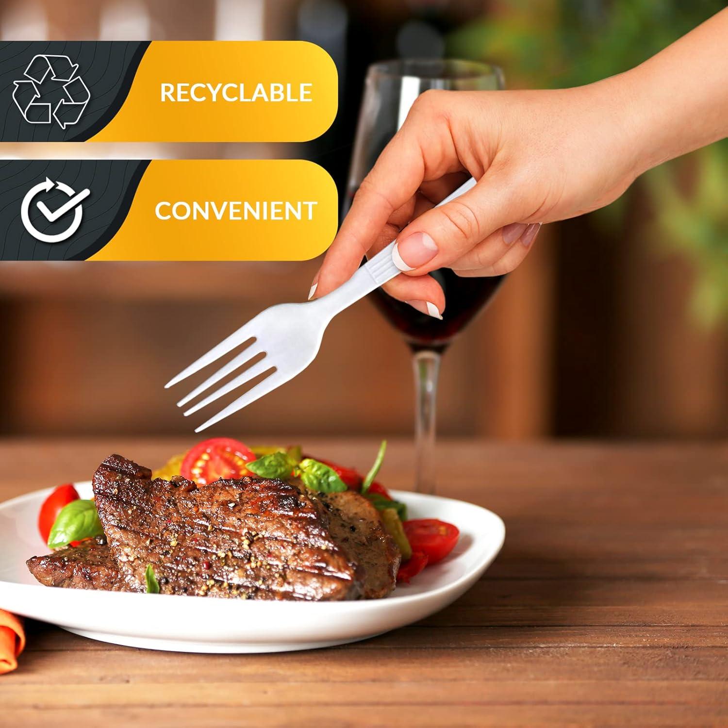 image:imagePAMI Heavy Weight Disposable Plastic Forks 200Pack Bulk King Size Deluxe White Plastic Silverware For Parties Weddings Catering Food Stands Takeaway HeavyDuty SingleUse Partyware ForksForks