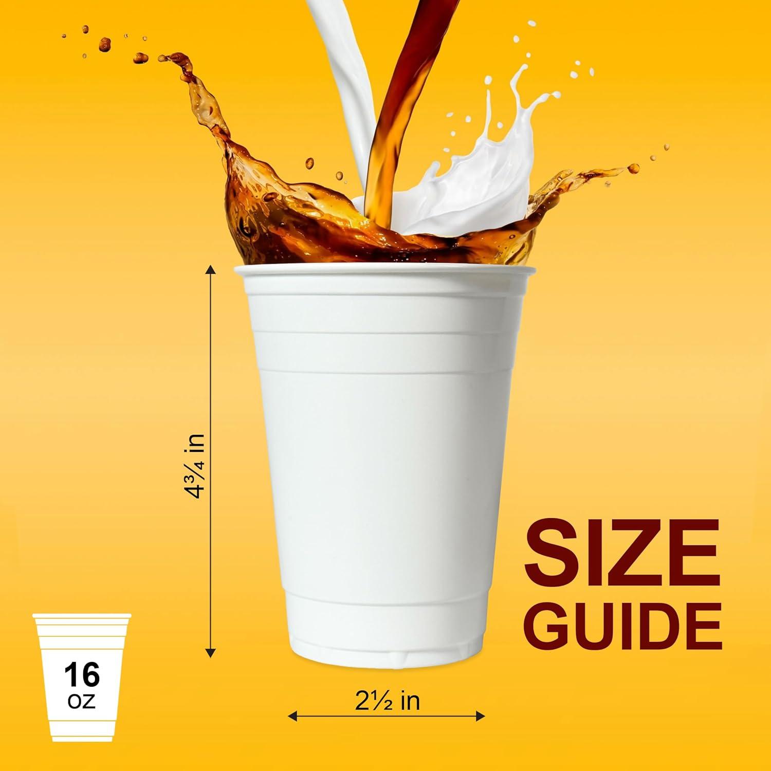 image:imagePAMI Red Plastic Party Cups 16oz Disposable Drinking Glasses Colored Plastic Glasses For Iced Tea Smoothies Punch Beer Cocktails amp Cold Drinks Beerpong Cups In Resealable Bag 30 RedWhite