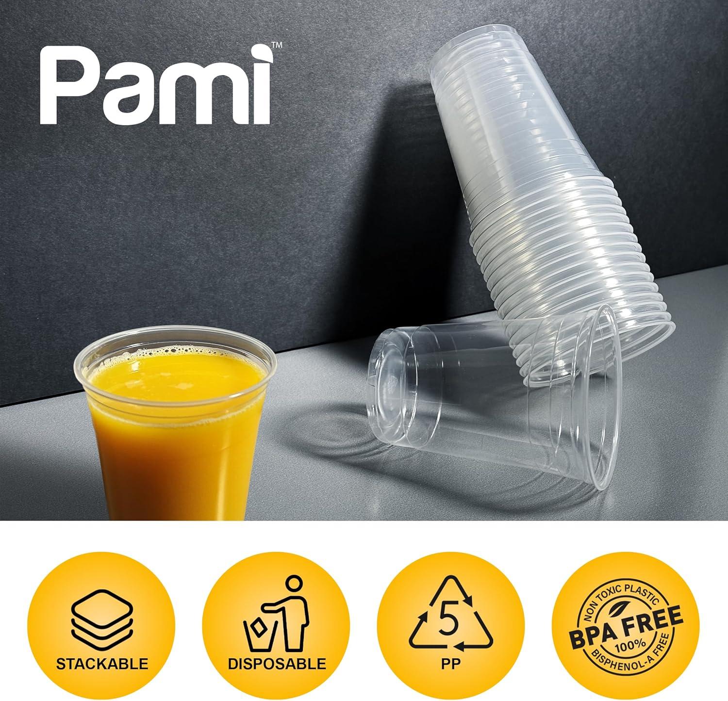 image:imagePAMI Red Plastic Party Cups 16oz Disposable Drinking Glasses Colored Plastic Glasses For Iced Tea Smoothies Punch Beer Cocktails amp Cold Drinks Beerpong Cups In Resealable Bag 30 RedClear