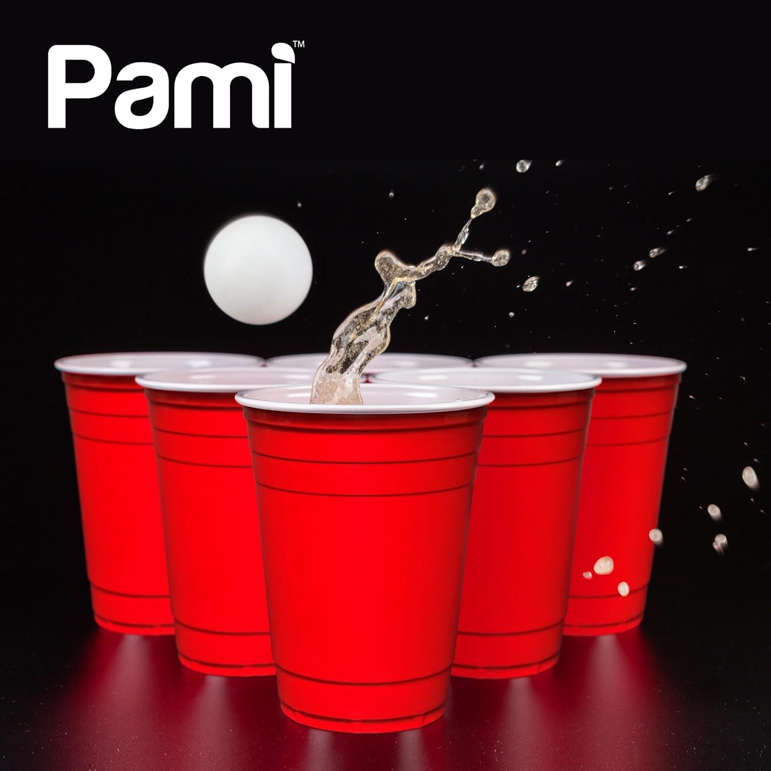 image:imagePAMI Red Plastic Party Cups 16oz Disposable Drinking Glasses Colored Plastic Glasses For Iced Tea Smoothies Punch Beer Cocktails amp Cold Drinks Beerpong Cups In Resealable Bag 30 RedRed