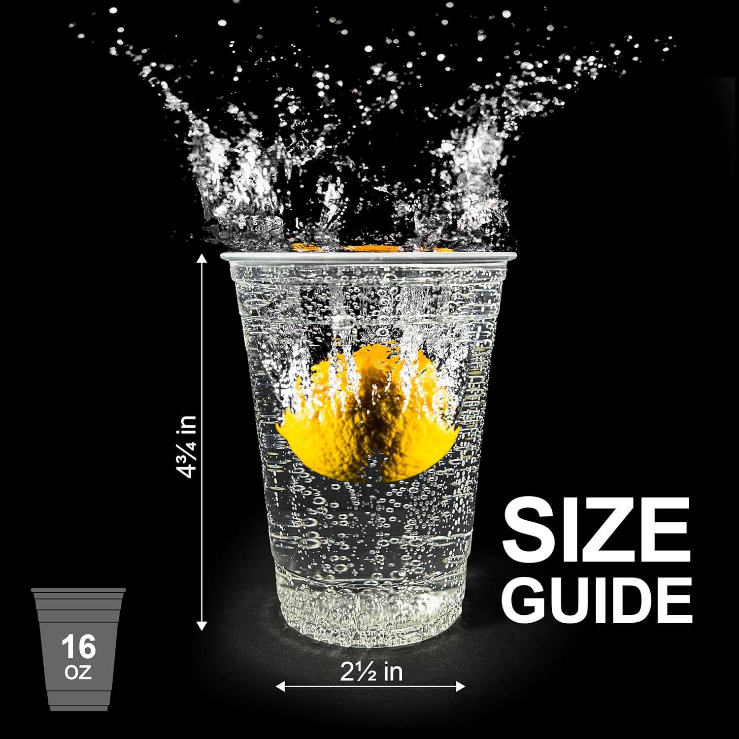 image:imagePAMI Red Plastic Party Cups 16oz Disposable Drinking Glasses Colored Plastic Glasses For Iced Tea Smoothies Punch Beer Cocktails amp Cold Drinks Beerpong Cups In Resealable Bag 30 RedClear
