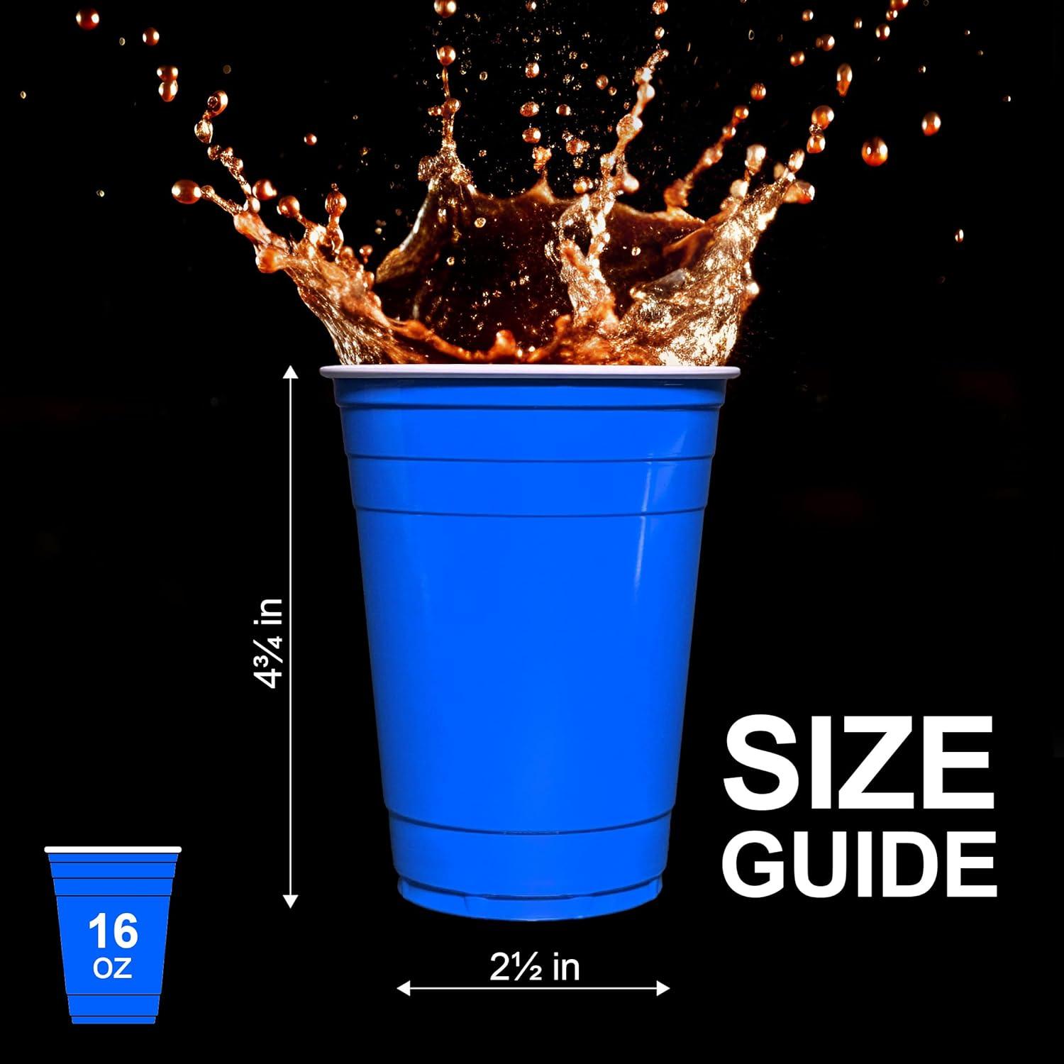 image:imagePAMI Red Plastic Party Cups 16oz Disposable Drinking Glasses Colored Plastic Glasses For Iced Tea Smoothies Punch Beer Cocktails amp Cold Drinks Beerpong Cups In Resealable Bag 30 RedBlue