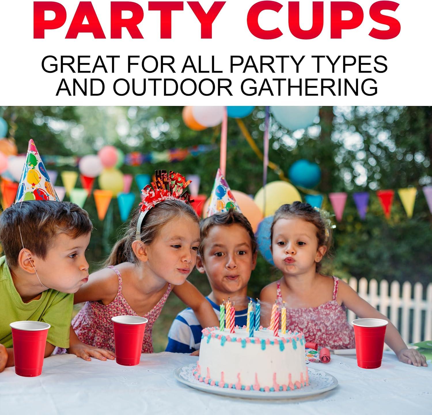image:imagePAMI Red Plastic Party Cups 16oz Disposable Drinking Glasses Colored Plastic Glasses For Iced Tea Smoothies Punch Beer Cocktails amp Cold Drinks Beerpong Cups In Resealable Bag 30 RedRed