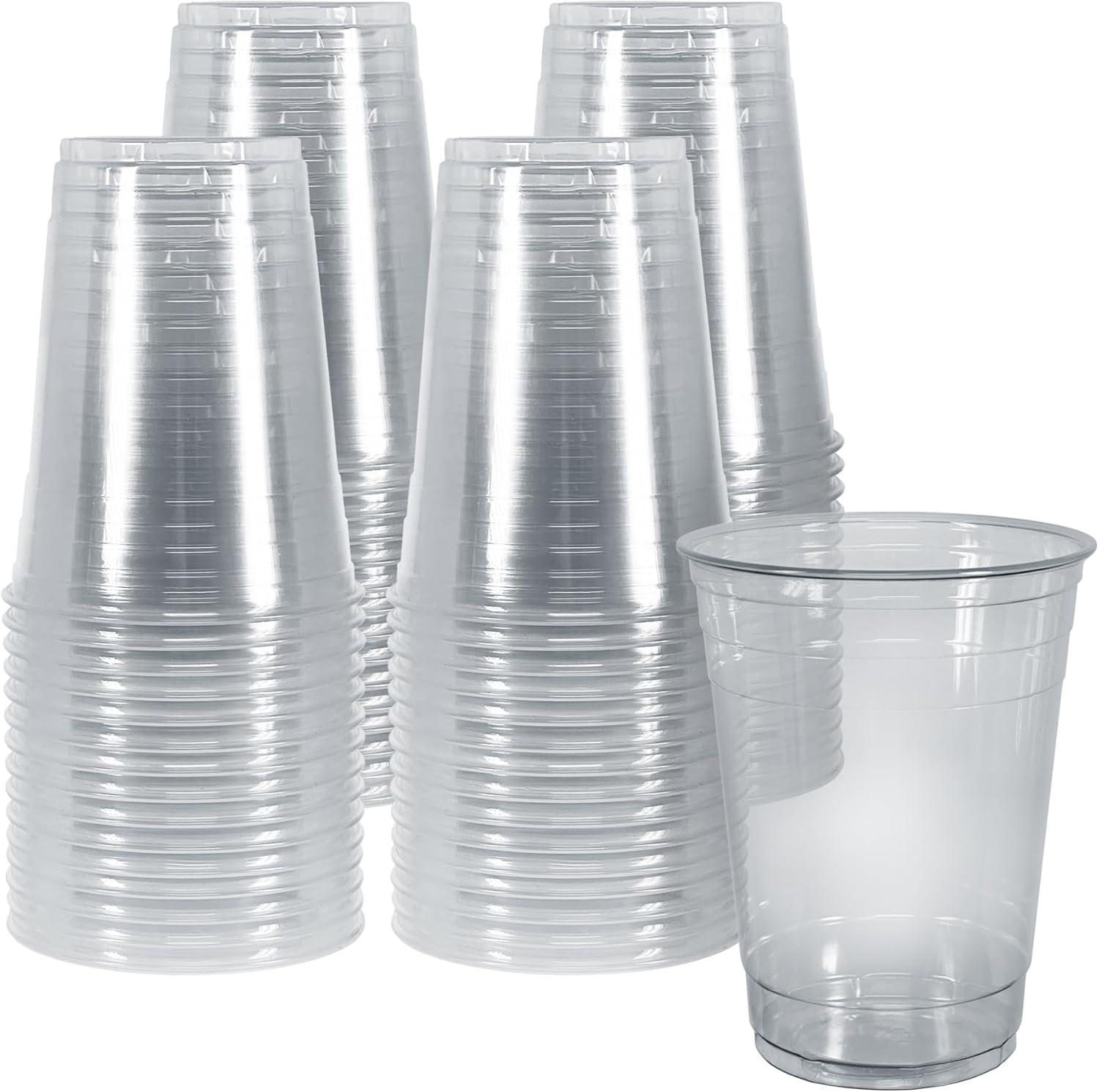 image:imagePAMI Red Plastic Party Cups 16oz Disposable Drinking Glasses Colored Plastic Glasses For Iced Tea Smoothies Punch Beer Cocktails amp Cold Drinks Beerpong Cups In Resealable Bag 30 RedClear