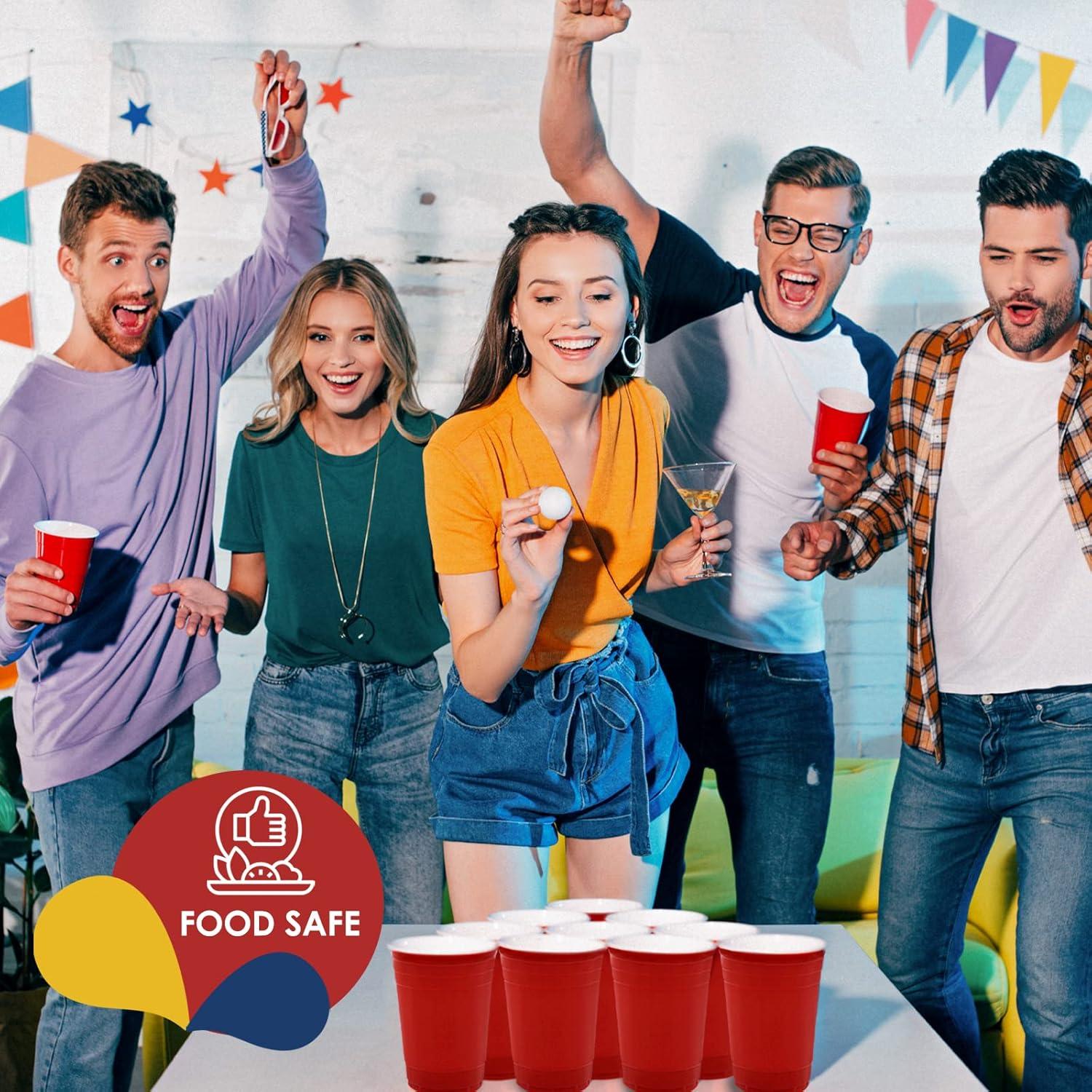 image:imagePAMI Red Plastic Party Cups 16oz Disposable Drinking Glasses Colored Plastic Glasses For Iced Tea Smoothies Punch Beer Cocktails amp Cold Drinks Beerpong Cups In Resealable Bag 30 RedRed