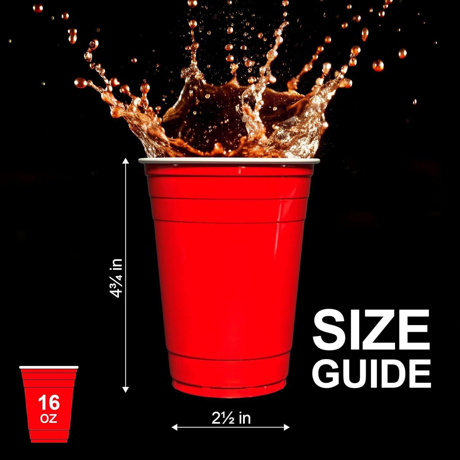 image:imagePAMI Red Plastic Party Cups 16oz Disposable Drinking Glasses Colored Plastic Glasses For Iced Tea Smoothies Punch Beer Cocktails amp Cold Drinks Beerpong Cups In Resealable Bag 30 RedRed