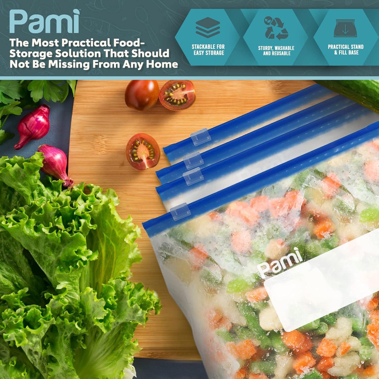 image:imagePAMI Slider Gallon Freezer Bags 40 Pack Leakproof FreshnessLock FoodSafe Storage with Expandable Bottom