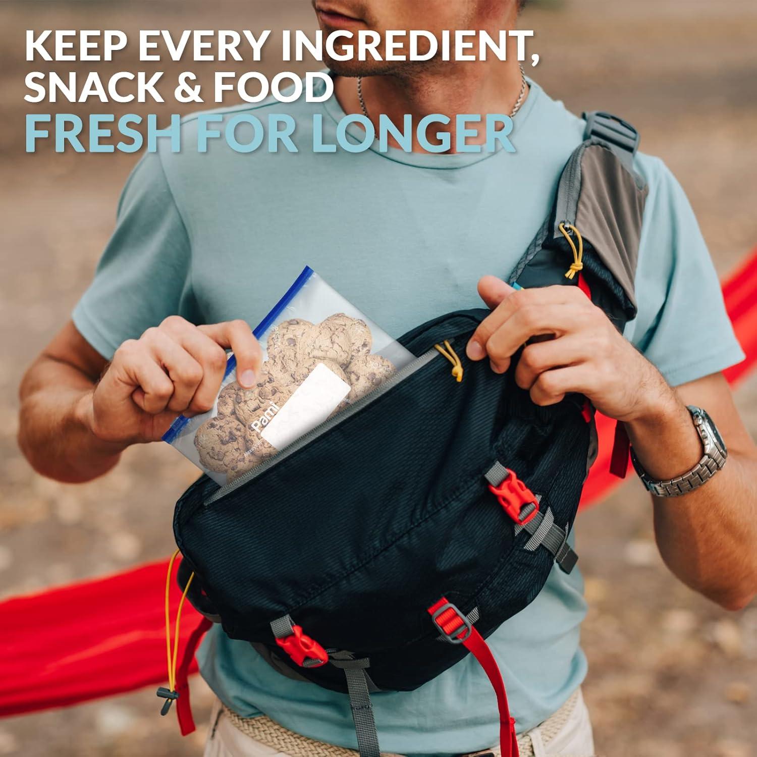 image:imagePAMI Slider Gallon Freezer Bags 40 Pack Leakproof FreshnessLock FoodSafe Storage with Expandable Bottom