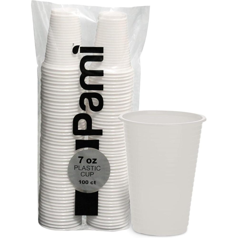 image:imagePAMI 100Pack 7oz Yellow Disposable Cups Plastic Cups for Parties BpaFree Ideal for Cold DrinksWhite