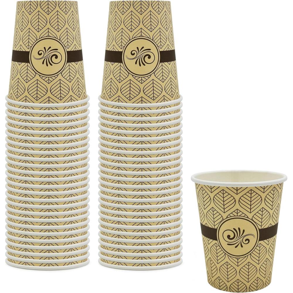 image:imagePAMI Disposable Coffee Cups SingleUse Paper Cups ToGo Hot Beverage Cups for Espresso Coffee Tea Hot Chocolate Leak Resistant Cafe amp Home Use 50 12oz8oz
