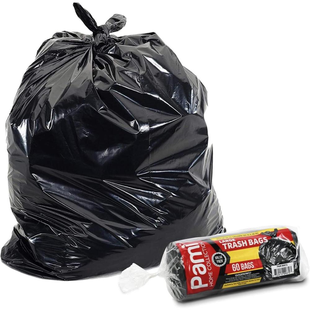 image:imagePAMI Large 33Gallon ScentFree Trash Bags 60Pack Black