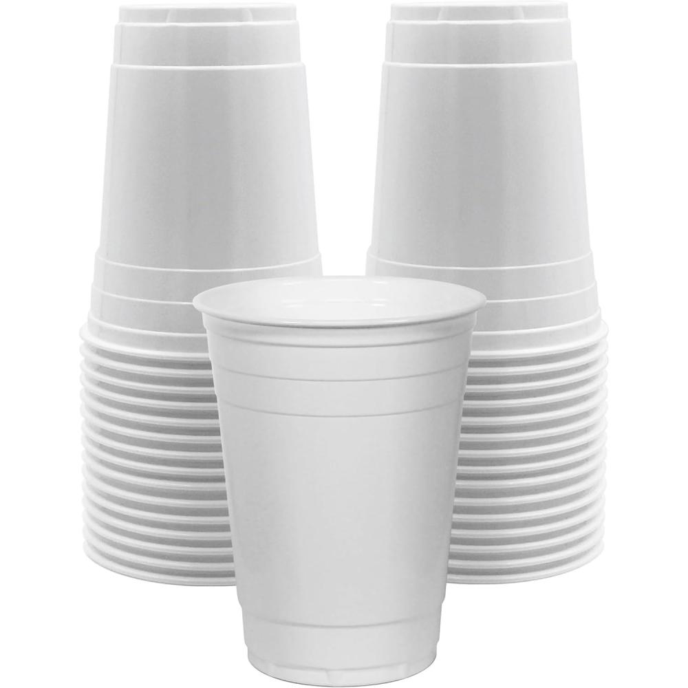 image:imagePAMI Red Plastic Party Cups  16oz Disposable Drinking Glasses Colored Plastic Glasses For Iced Tea Smoothies Punch Beer Cocktails amp Cold Drinks Beerpong Cups In Resealable Bag 30 RedWhite