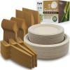 image:imagePAMI 250Piece Compostable Degradable Tableware Eco Set Disposable Sugarcane Plates Cutlery amp Plates HeavyDuty Eco Dinnerware