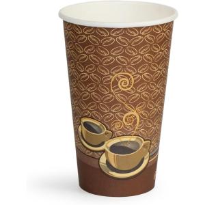 PAMI Disposable Coffee Cups, Single-Use Paper Cups, To-Go Hot Beverage Cups for Espresso Coffee Tea Hot Chocolate, Leak Resistant, Cafe & Home Use (50, 12oz)(16oz)