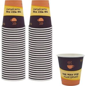 PAMI Disposable Coffee Cups, Single-Use Paper Cups, To-Go Hot Beverage Cups for Espresso Coffee Tea Hot Chocolate, Leak Resistant, Cafe & Home Use (50, 12oz)(10oz)