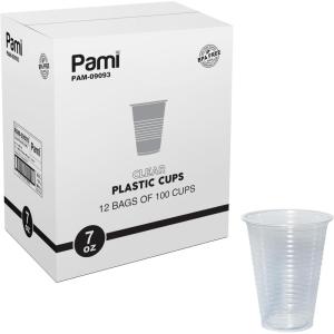 PAMI Disposable Plastic Cups, Bpa- Drinking Glasses for Parties, Cold Drinks, Smoothies, Jello, Cocktails (7 Oz – Pack of 100)(7 Oz – Case of 1200)