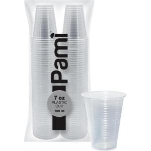 PAMI Disposable Plastic Cups, Bpa- Drinking Glasses for Parties, Cold Drinks, Smoothies, Jello, Cocktails (7 Oz – Pack of 100)(7 Oz – Pack of 100)