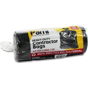 PAMI Heavy Duty 42 Gallon Contractor Garbage Bags, Tear Resistant Construction Bags Made from 90% Recycled Materials (20 Count, Black)(10)