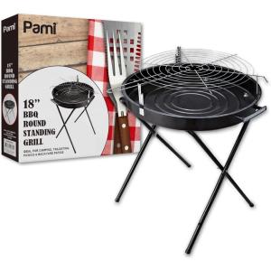 PAMI Portable BBQ Charcoal Standing Grill,Grill For Courtyard, Tailgating & Picnics- Lightweight Metal Outdoor Cooking Grill For Steaks, Veggies & More (18” Round Standing Grill with Handles)