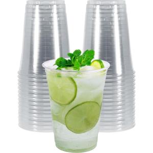 PAMI Red Plastic Party Cups – 16oz Disposable Drinking Glasses- Colored Plastic Glasses For Iced Tea, Smoothies, Punch, Beer, Cocktails & Cold Drinks- Beerpong Cups In Resealable Bag (30, Red)(Clear)