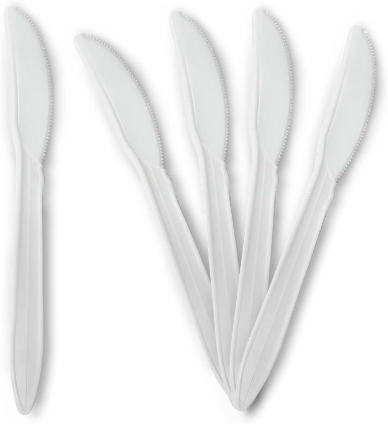 image:imagePAMI MediumWeight Disposable Plastic Forks 400Pack Bulk White Plastic Silverware For Parties Weddings Catering Food Stands Takeaway Orders amp More Sturdy SingleUse Partyware ForksKnives