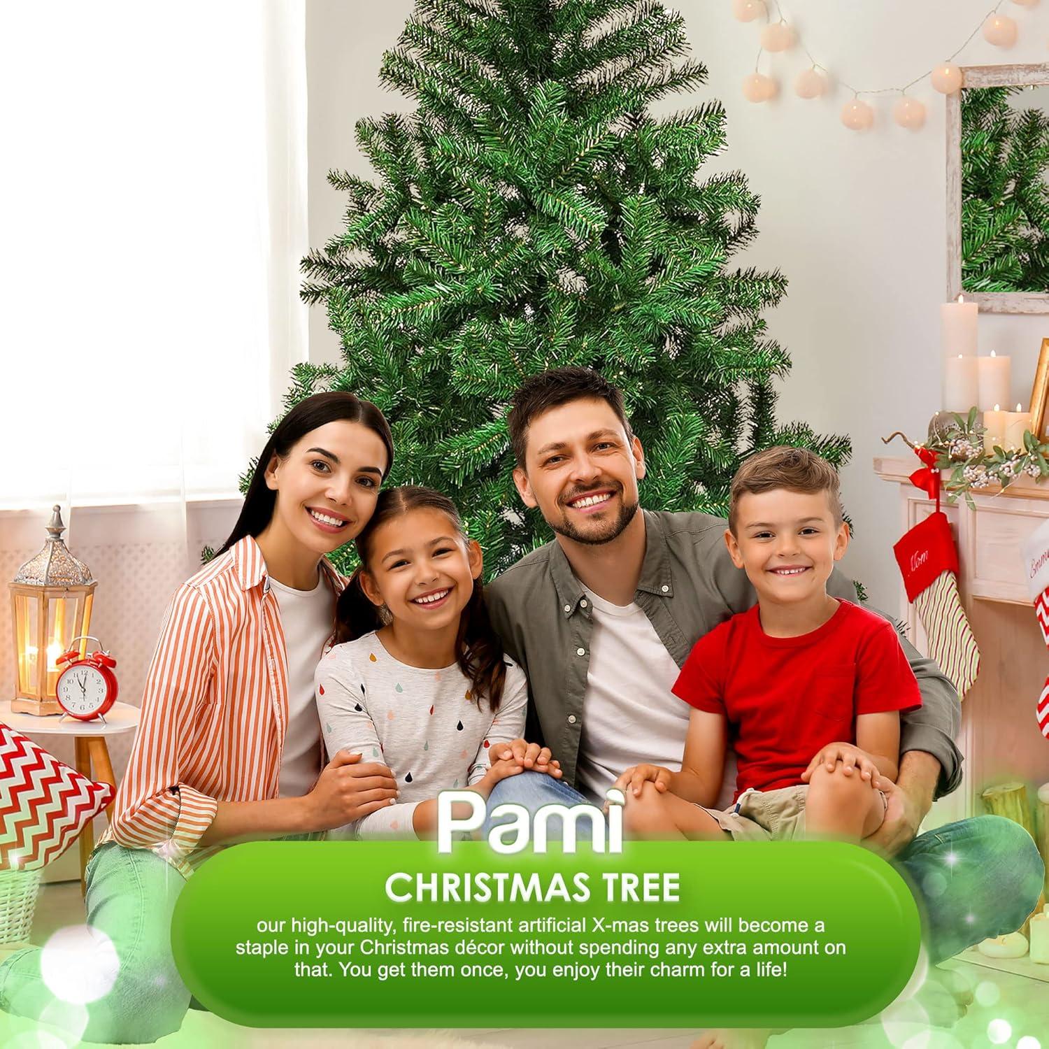 image:imagePAMI Artificial Christmas Tree 6ft Douglas Fir Tree with 802 Tips Green Christmas Tree with Metal Stand EasyAssembly FoldUp Realistic Xmas Tree for Holiday Home Dcor