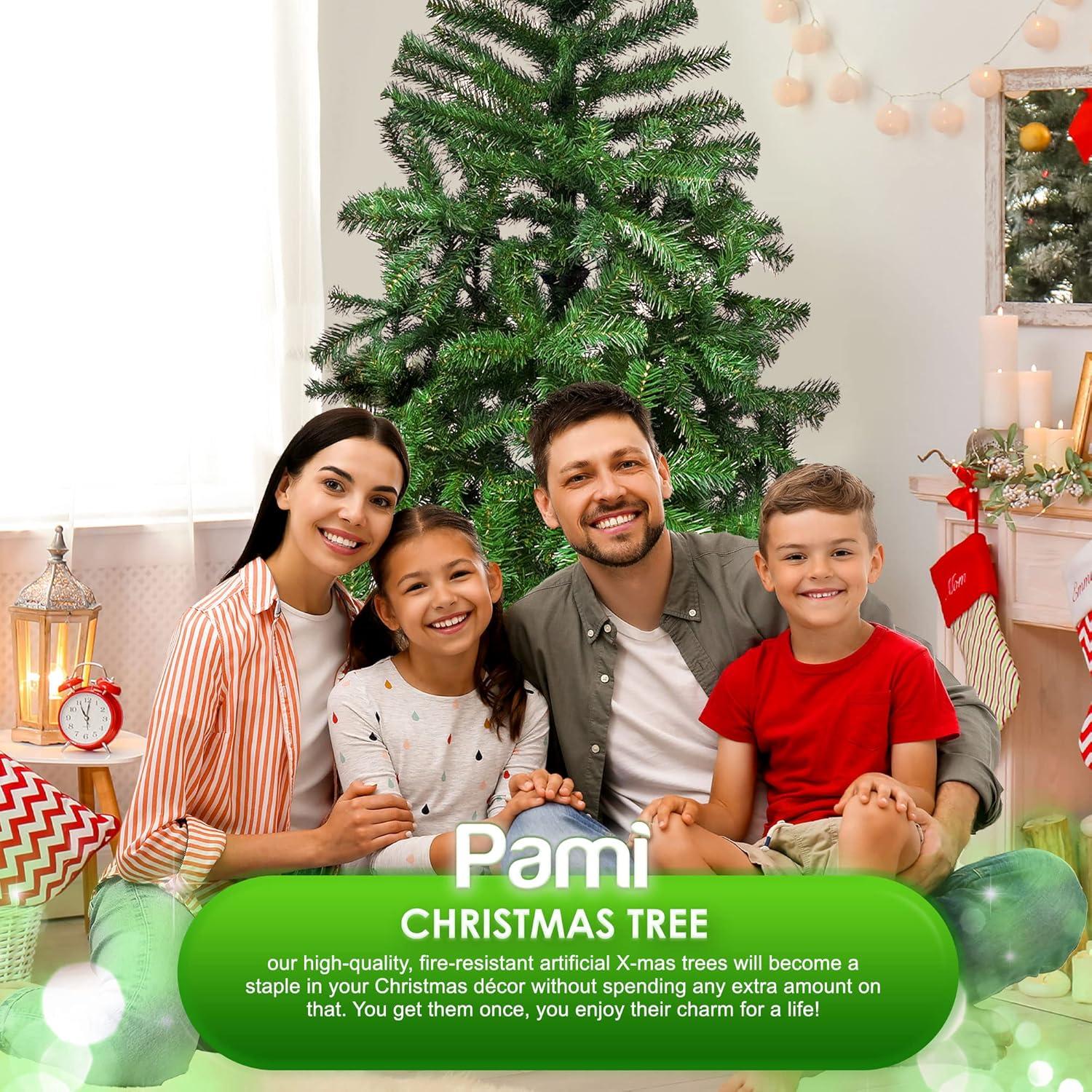 image:imagePAMI Artificial Christmas Tree 6ft Fraser Fir Tree with 550 Tips Green Christmas Tree with Metal Stand EasyAssembly FoldUp Realistic Xmas Tree for Holiday Home Dcor