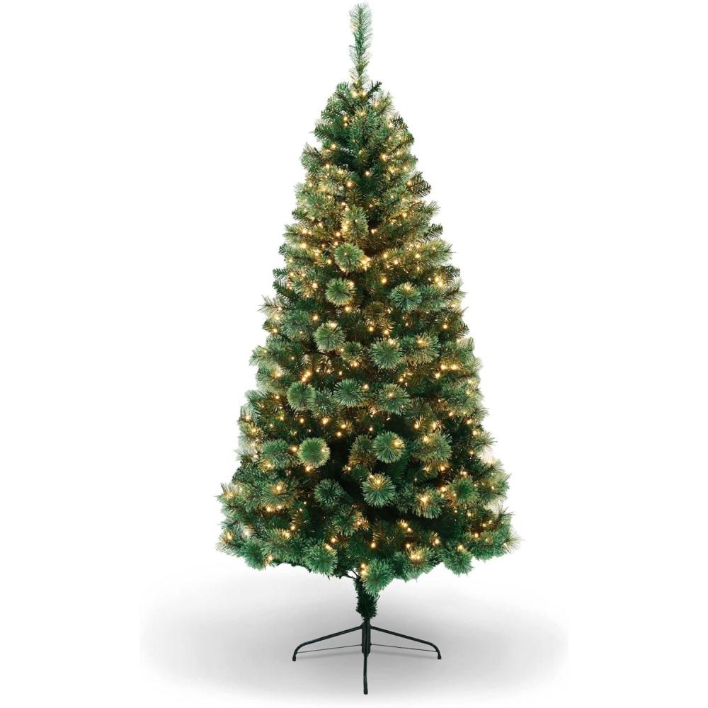 image:imageArtificial PreLit Christmas Tree By PAMI 7ft Fraser Fir Tree With 648 Tips amp 500 Lights Green Fake Christmas Tree With Metal Stand EasyAssembly FoldUp Realistic Xmas Tree For Holiday Home Dcor