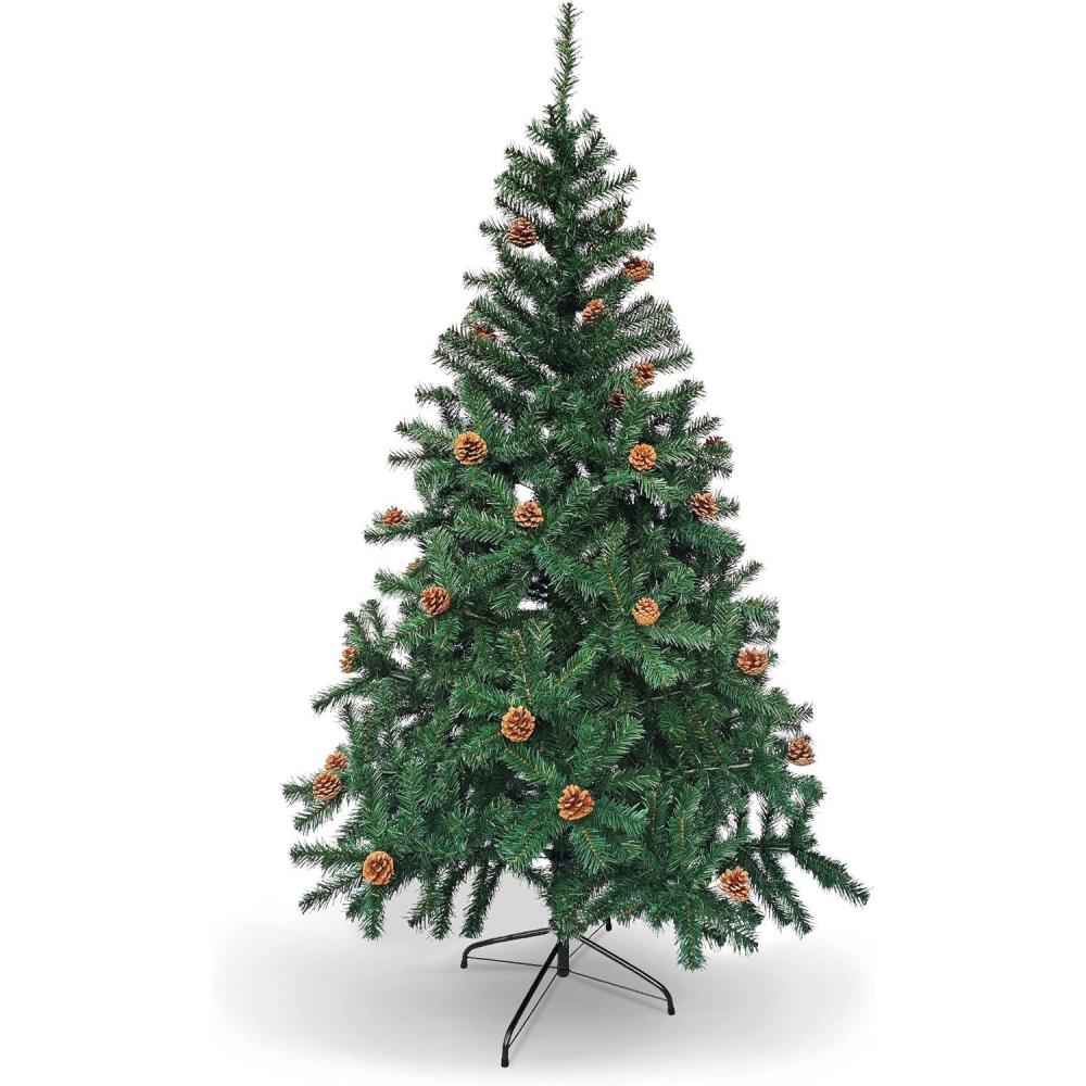 image:imagePAMI Artificial Christmas Tree with Pine Cones 6ft Douglas Fir Tree with 802 Tips Green Christmas Tree with Metal Stand EasyAssembly FoldUp Realistic Xmas Tree for Holiday Home Dcor