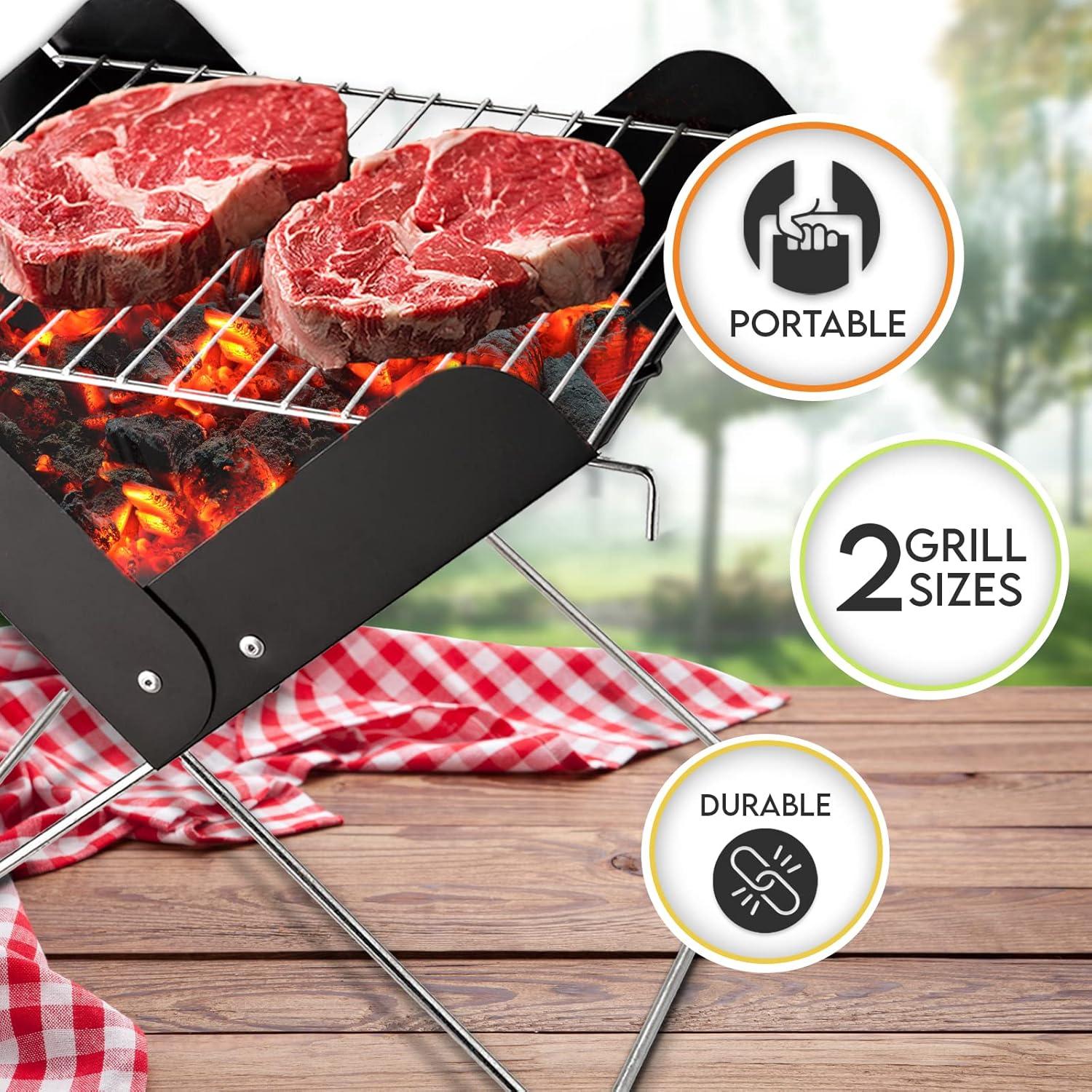 image:imagePAMI 12 Portable BBQ Tabletop Charcoal Grill With Folding Legs For Backyard Patio Camping Tailgating amp Picnics Lightweight Metal Outdoor Cooking Grill For Steaks Chicken Veggies