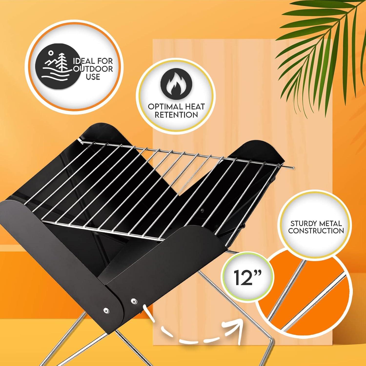 image:imagePAMI 12 Portable BBQ Tabletop Charcoal Grill With Folding Legs For Backyard Patio Camping Tailgating amp Picnics Lightweight Metal Outdoor Cooking Grill For Steaks Chicken Veggies